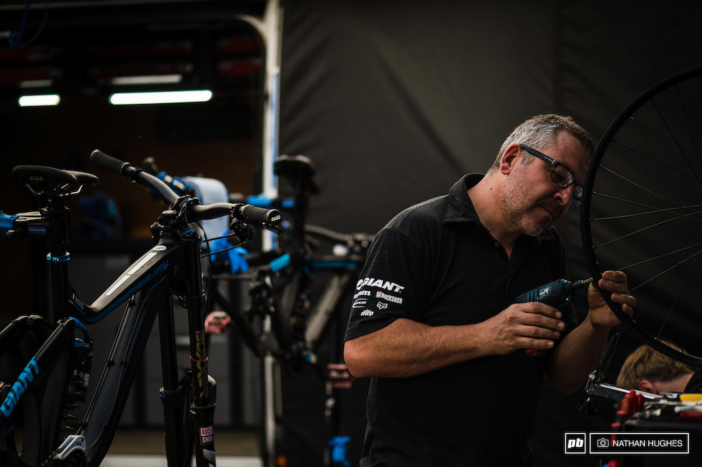 Dave Garland on a wheel building mission at the Giant pit. Guillaume Cauvin is on impressive form riding for his new team in French terrain.