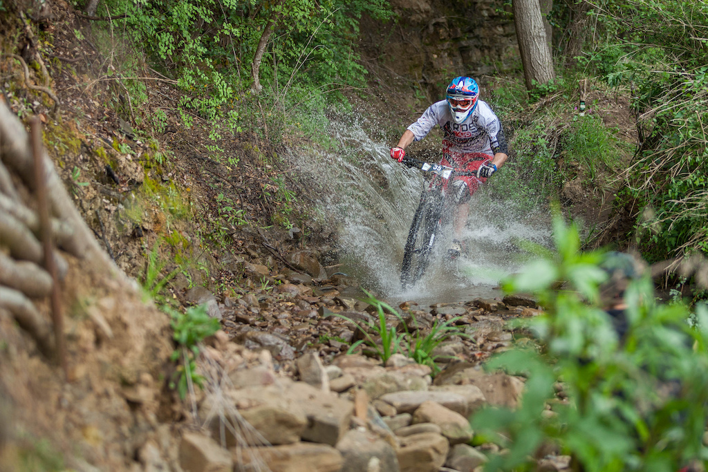 Luca Zenone (SUI) races down the stage 4 during the first stop of the European Enduro Series in Punta Ala, Italy, on April 26, 2015. Free image for editorial usage only: Photo by Antonio Lopez Ordonez