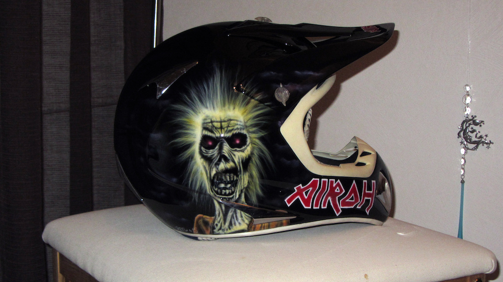 My freshly painted Airoh with Iron Maiden graphics.
