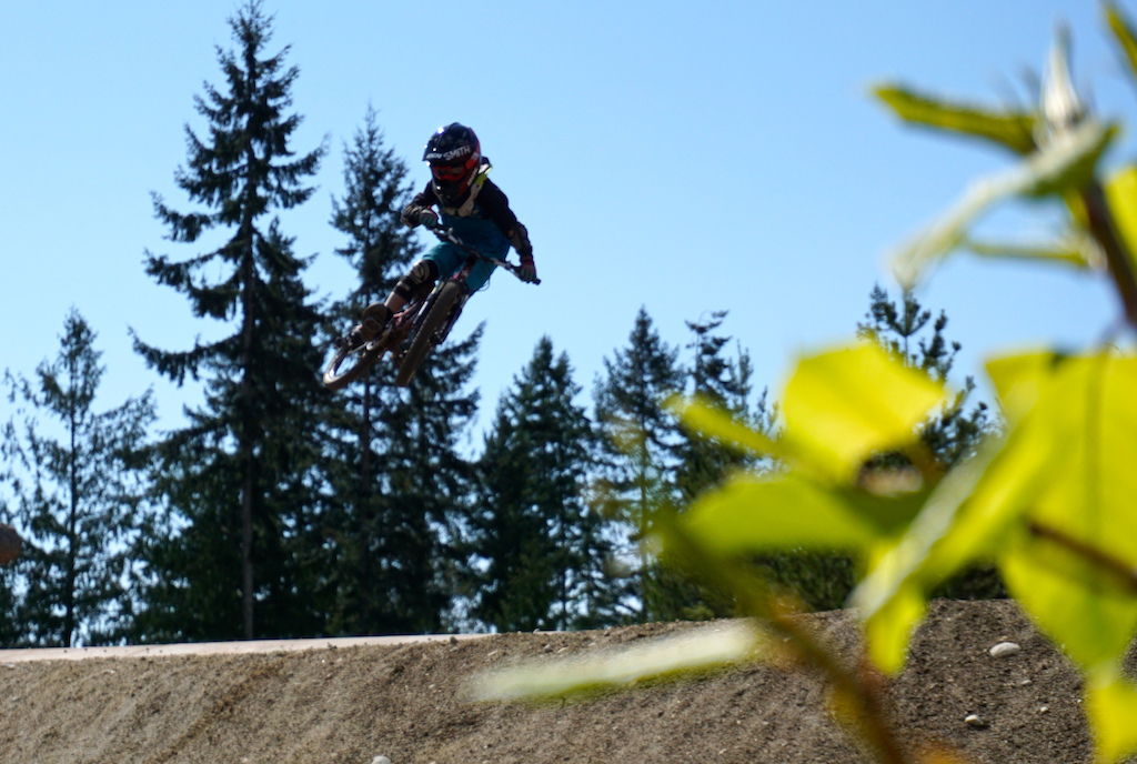 Bodhi getting sideways on the bigger practice jump at the bottom of CGP.