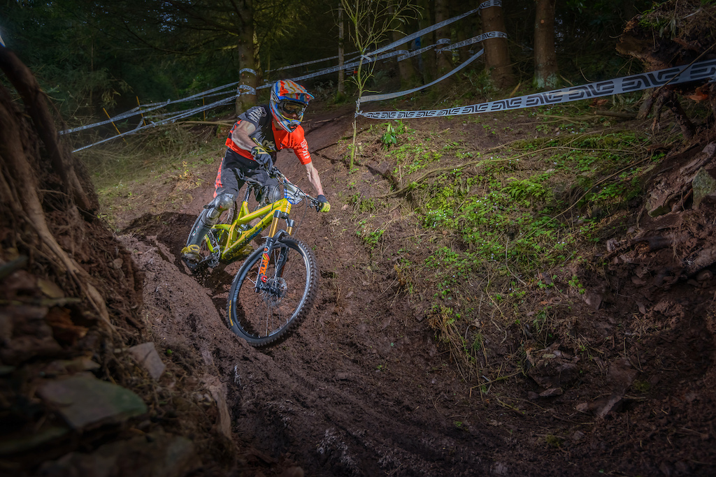Alex Stock in the steep woods at Triscombe UKGE round 1