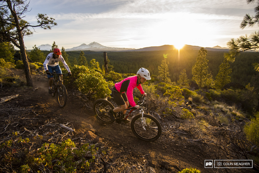 Brice Shirbach and Adam Snyder riding the Petersen Ridge Trail in Sisters, OR