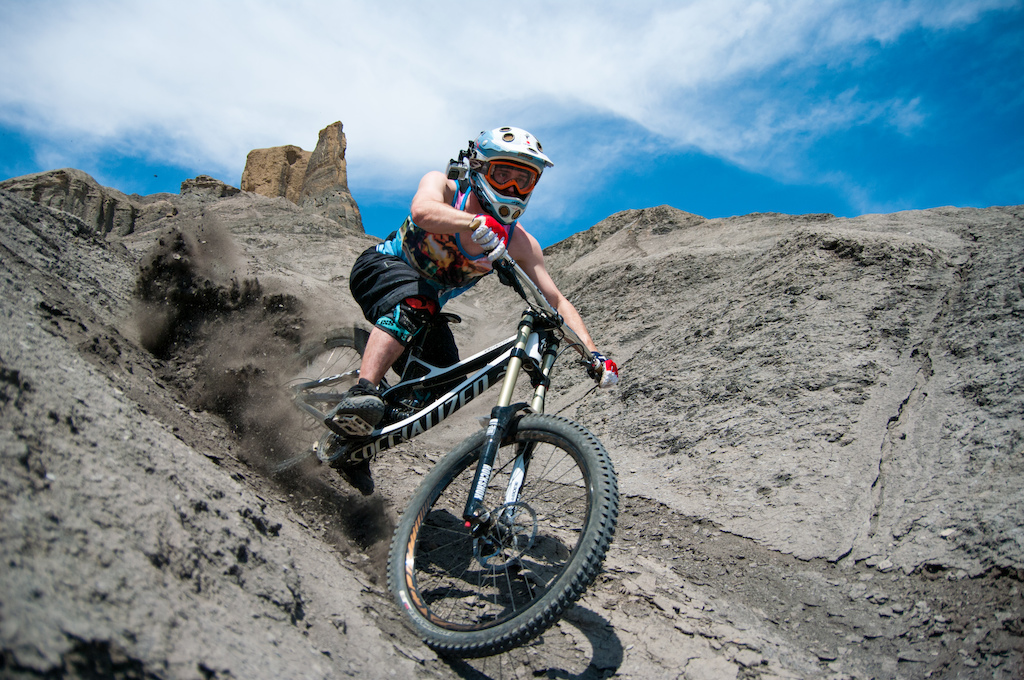 Riding a gully in Green River Utah. Photo Credit Nate Dobson