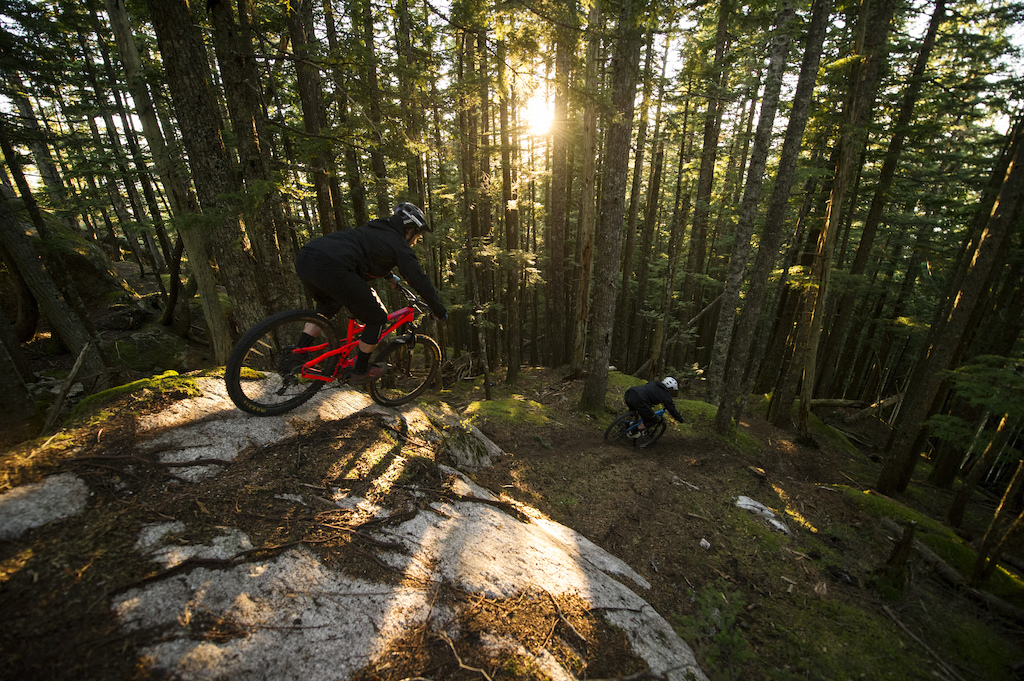 Dropping into the Loam and Duff at sunset