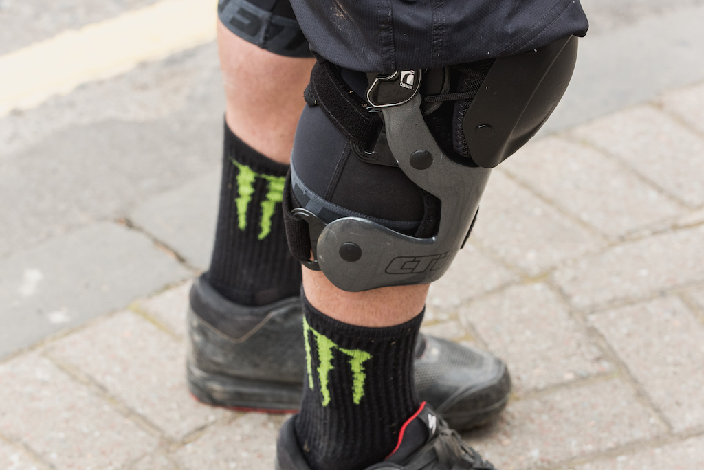 Mitch Ropelatos custom CTI brace after tearing his ACL and MSL in Port Angeles a few weeks back