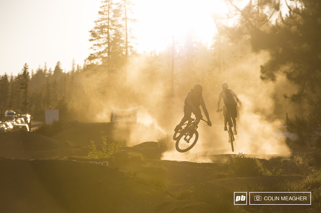 No results yet No worries--aside from the killer food and great beer racers were throwing down on the venue s pump track Allan Cooke and Jon Buckle throwing shadows in the dust.