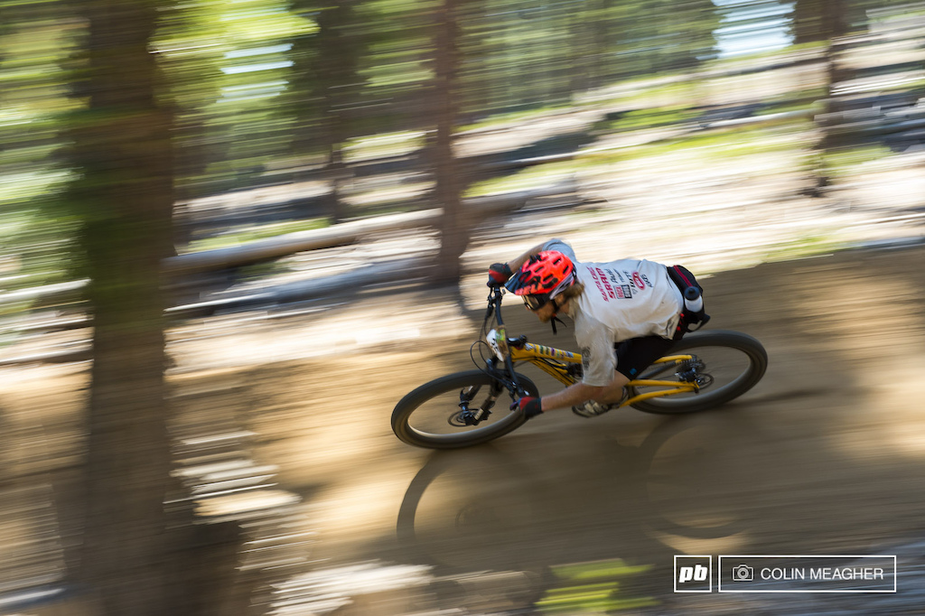 The future of racing Nathan Riddle rocking a set of the Plus size tires and wheels in his Tallboy LT. I have no idea exactly how wide those tires are but they definitely did not appear to be slowing the Riddler down at all.