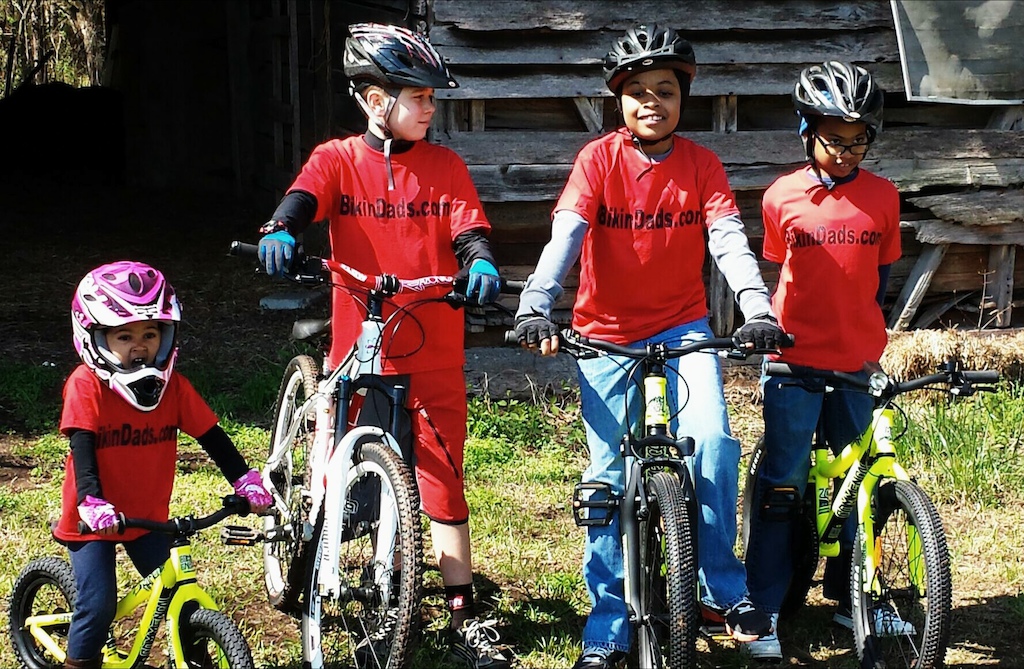 My kids &amp; a pals kids at our own BarnYard Trail...rocking their new #Commencal bikes and supporting the cause of Bikin' Dads Adventures. Thank's to #KHSBicycles #KALIProtectives &amp; #Commencal for keeping them rolling and protected!