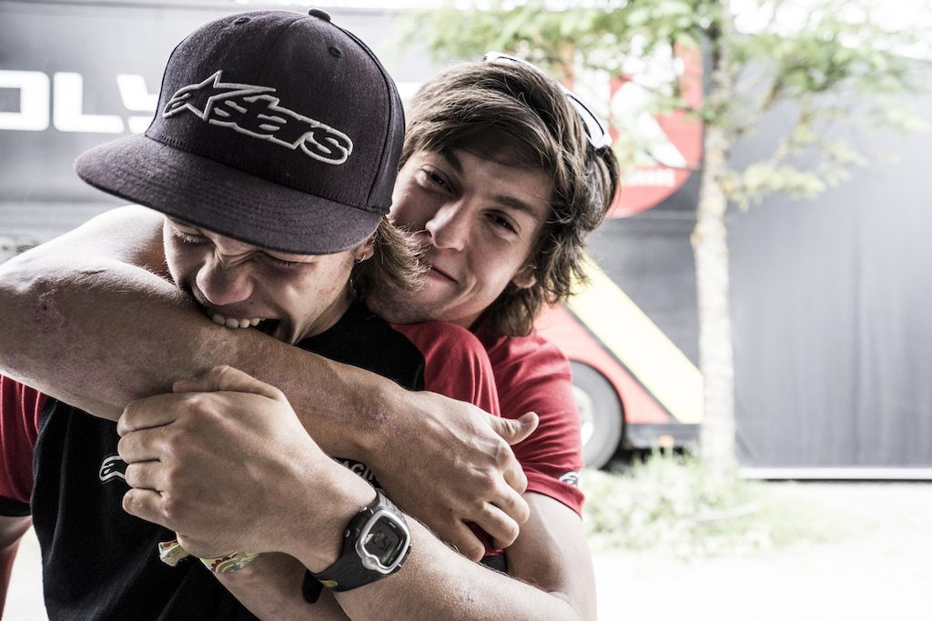Brotherly love in the TWR pits.