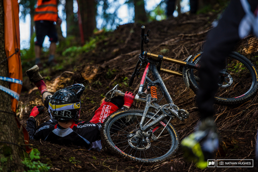Matt Simmonds reclines and contemplates whether he prefers his slick roots on or off-camber.