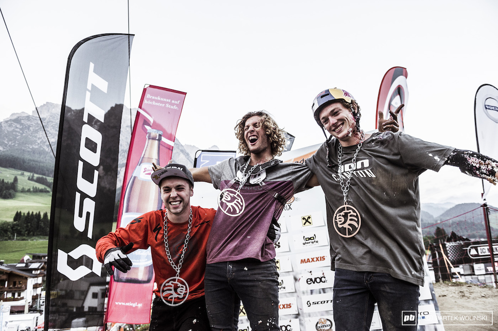 From the left: Nicholi Rogatkin, Antoine Bizet and Thomas Genon are your winners of the 26Trix Leogang 2015! Congratulations guys!
