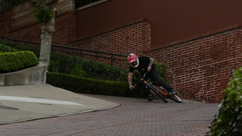 Seeing how low i can slide Lombard street after Sea Otter Classic 2015

Photo by Speed Motion Films