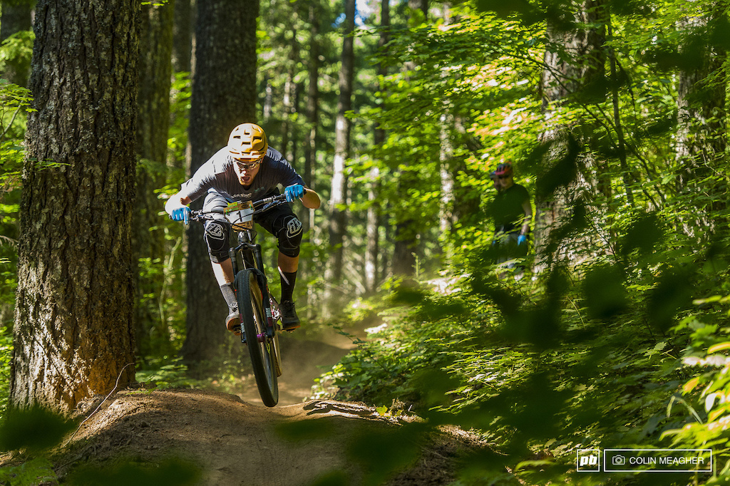 Alex McGuinness owner of the number one plate absolutely pinning it on stage one s Dirt Surfer trail.