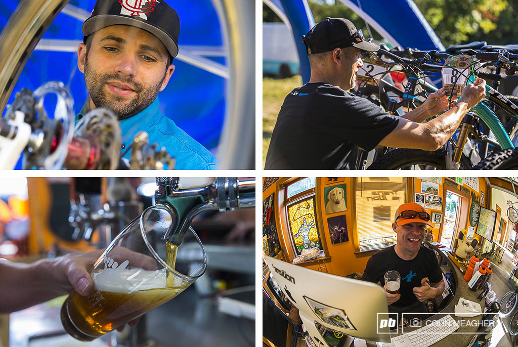 Race Day prep for the Hood River Enduro means many things to many people. For Jacob the race tech it meant a lot of spinning wrenches. For Joe Lawill Shimano s MTB marketing honch it meant forgetting about the day job and pinning on a number. For Mitchell Buck of Dirty Finger Bikes it means all his friends have come to town to share a beer with him.