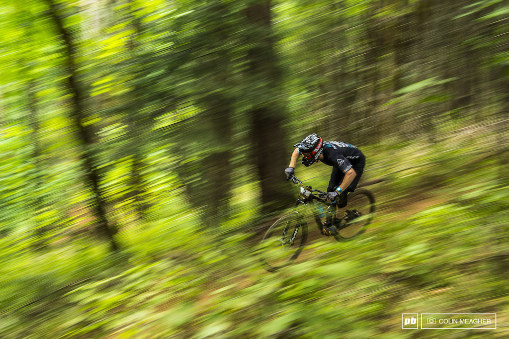 Kyle Warner dropping into a tuck on stage 7 of the race. Warner was on point on this stage but time lost the previous day and during stage 6 saw him relegated to fifth place for Hood River.