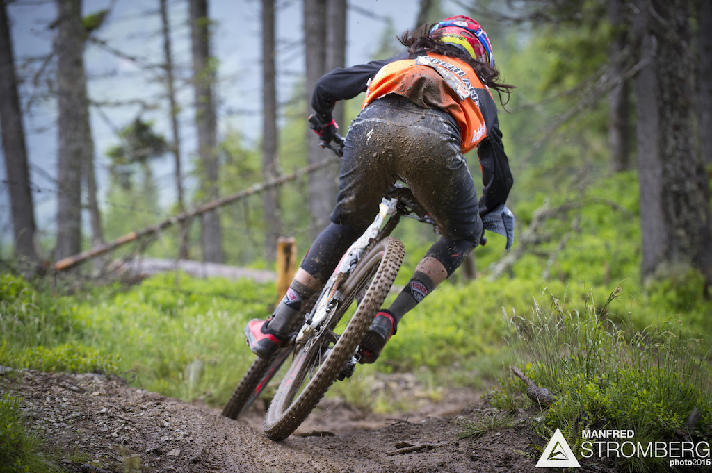 Anneke Beerten racing stage 4 of the 1st UEC MTB Enduro European Championships in Kirchberg, Tyrol, Austria, on June 21, 2015.Â Free image for editorial usage only: Photo by Manfred Stromberg