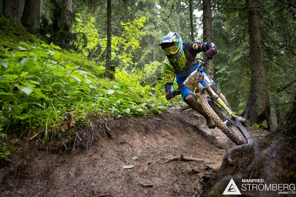 SHIRLEY James of GBR racing stage 4 of the 1st UEC MTB Enduro European Championships in Kirchberg, Tyrol, Austria, on June 21, 2015.Â Free image for editorial usage only: Photo by Manfred Stromberg