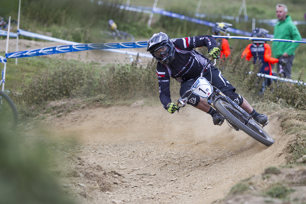 If Stephen Russell was in the senior category judging by his speed alone I d say he d have taken a top 5 position Not bad for an old guy during The Schwalbe British 4X National Championship at Moelfre Hall Moelfre United Kingdom. 11July 2015 Photo Charles Robertson