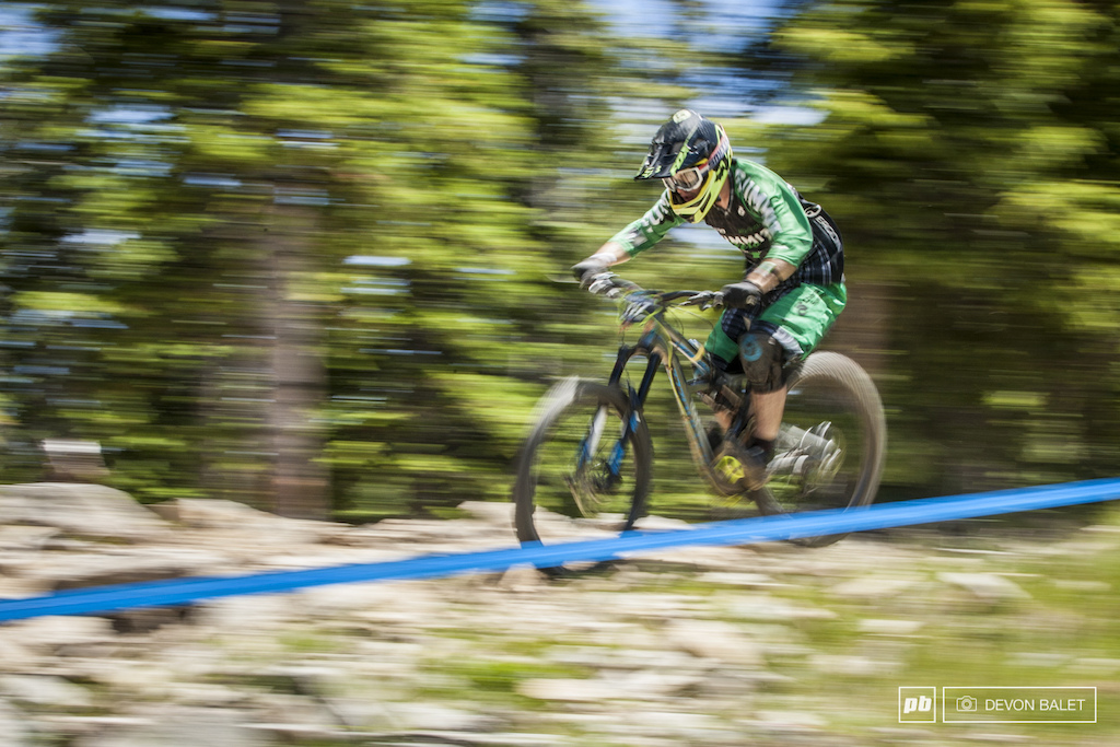 Andrew Dunlap keeps his eyes focused on the smooth line through the rock garden on Cowboy Up.