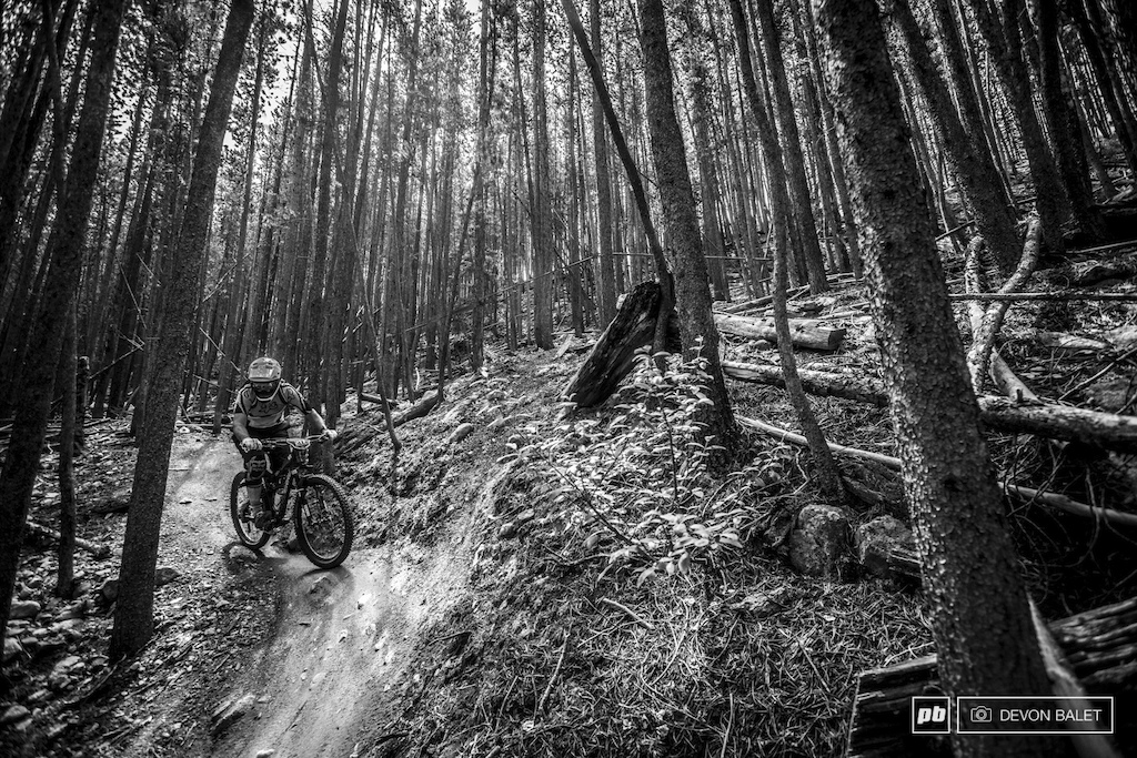 Stage one finished out with tight fast turns in the deep trees.