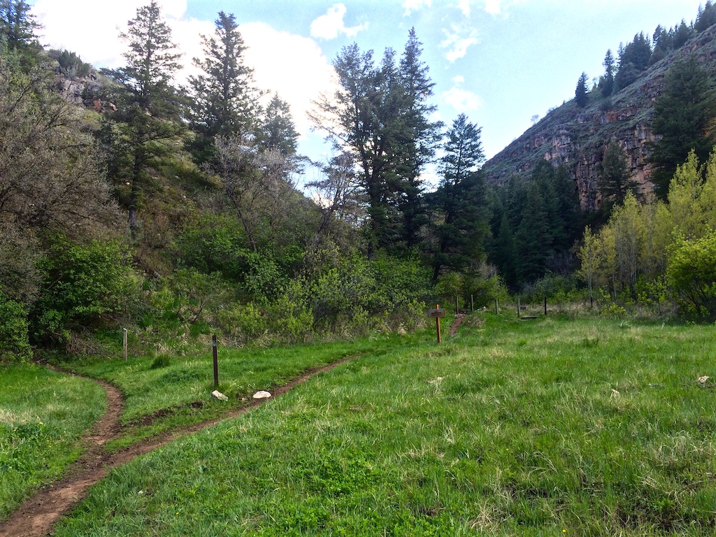 The trailheads to Willow Creek (Left) and Ricks Canyon (Right)