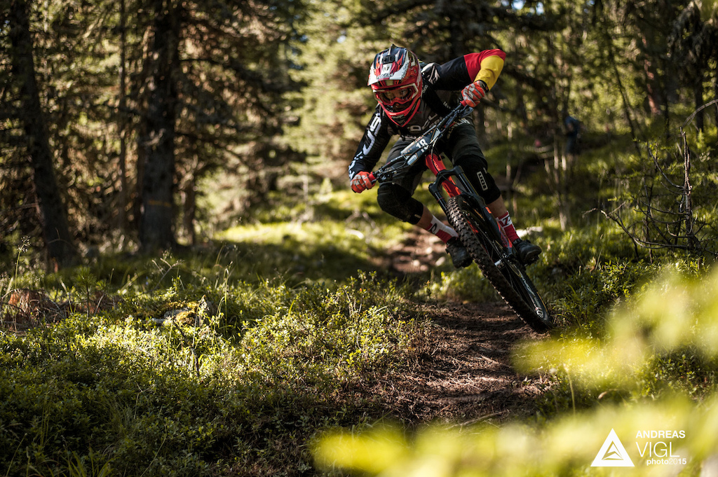 Fabian SCHOLZ of Germany races down the stage No. 1 during the 3rd stop of the European Enduro Series at Reschenpass, Austria, on July 26, 2015. Free image for editorial usage only: Photo by Andreas Vigl