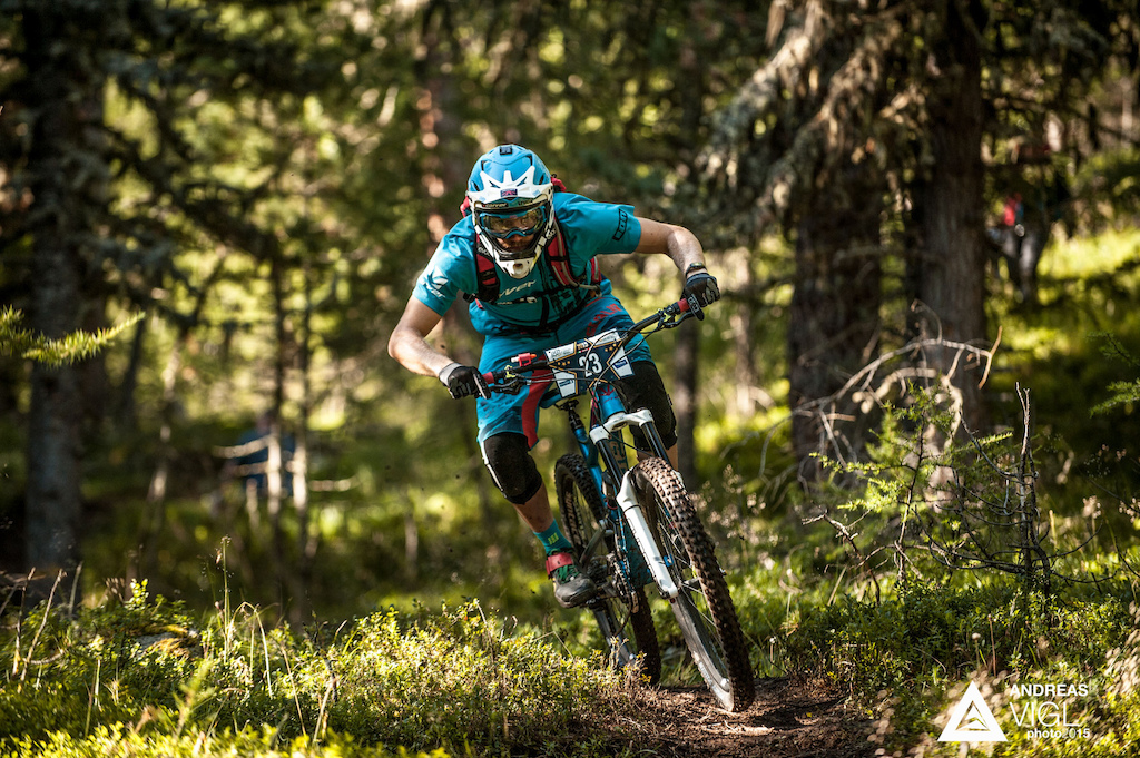 Max SCHUMANN of Germany races down the stage No. 1 during the 3rd stop of the European Enduro Series at Reschenpass, Austria, on July 26, 2015. Free image for editorial usage only: Photo by Andreas Vigl