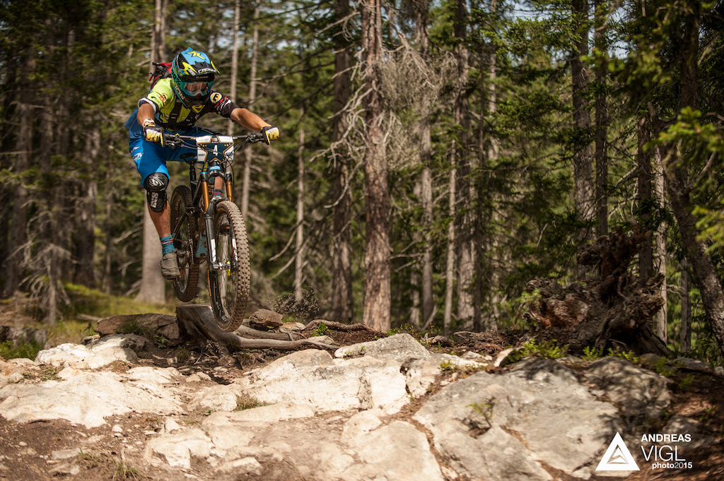 James SHIRLEY of Great Britain races down the stage No. 4 during the 3rd stop of the European Enduro Series at Reschenpass, Austria, on July 26, 2015. Free image for editorial usage only: Photo by Andreas Vigl