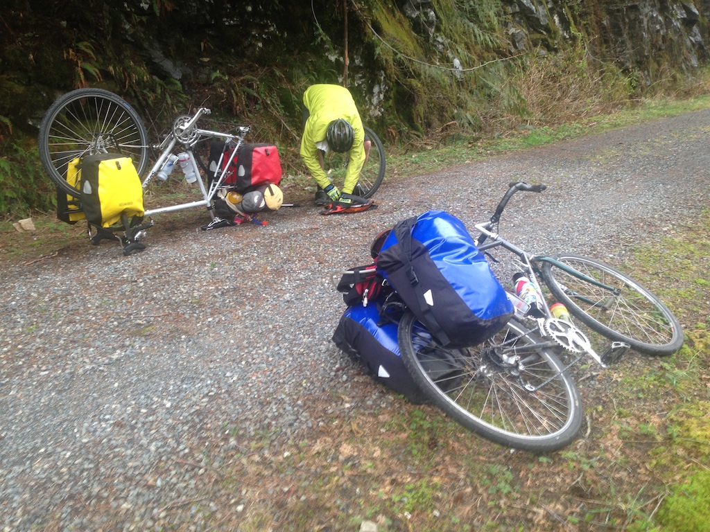 Spring overnight right on the John Wayne Pioneer Trail. We took too much shit, but it was fun.