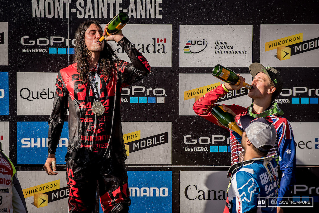 A quick podium shower to rinse off the mud and sweat and Ratboy was ready for the party.