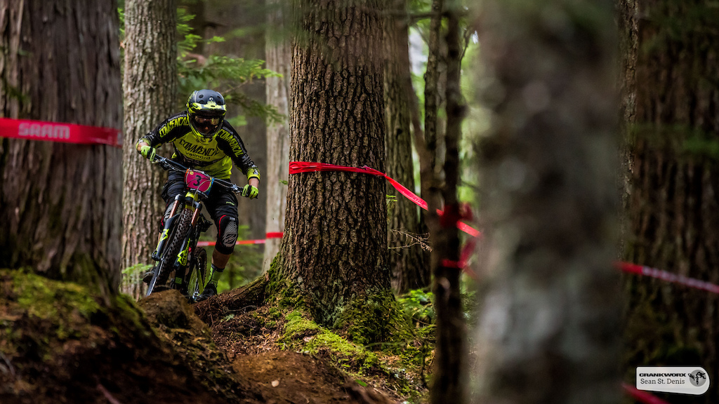 Cecile Ravanel on the first stage of the  SRAM  Canadian Open Enduro Presented by Specialized. In Whistler, British Columbia (Sean St.Denis)