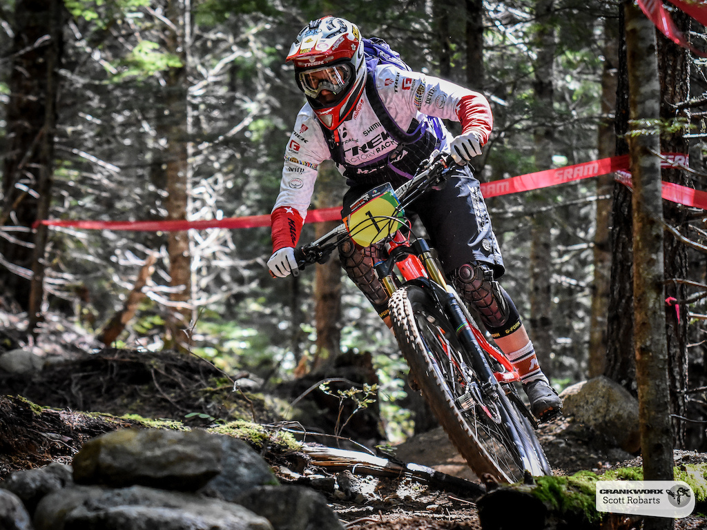 Tracey Mosely of Great Britain descends stage three of the SRAM Canadian Open Enduro, Crankworx Whistler 2015. (Photo By: Scott Robarts).