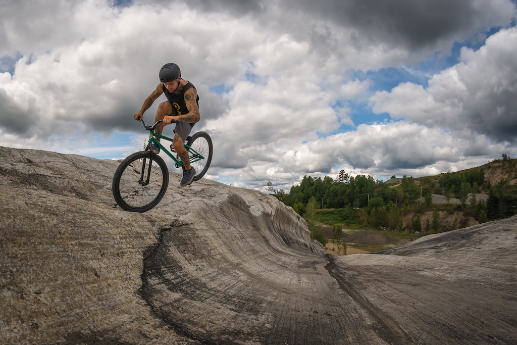 Jeremy doing a foot jam at a one of a kind spot in Quebec.