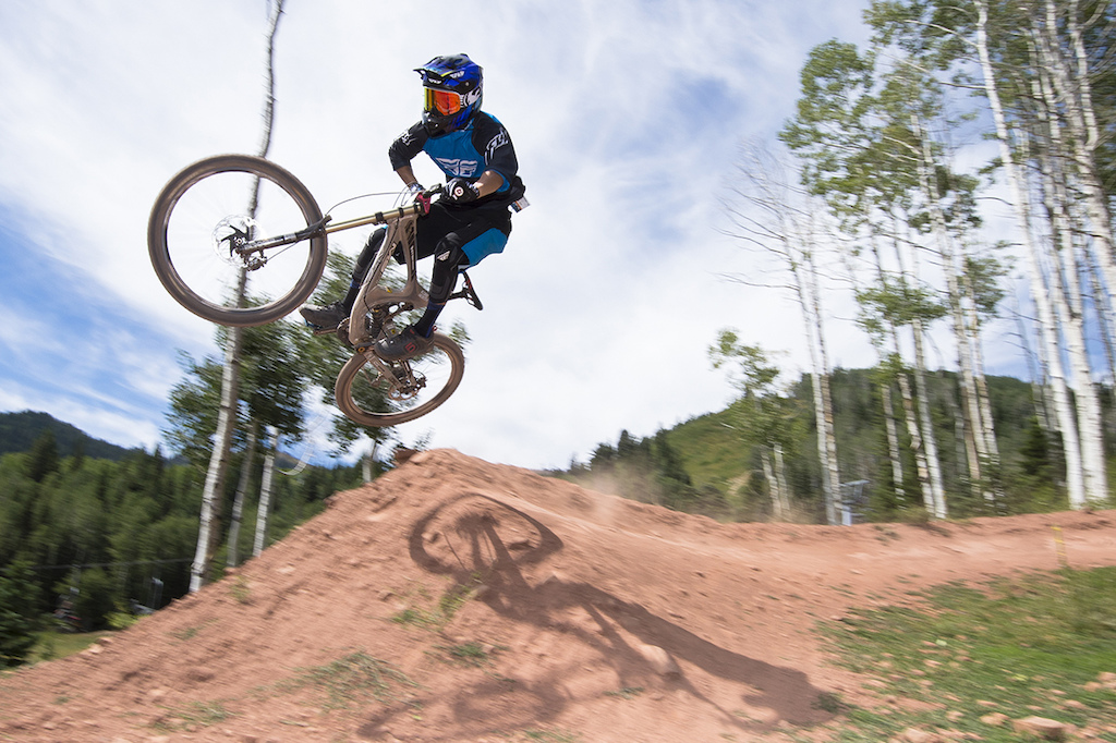 Photo Contest winner Josh Hildreth airs it out on a berm Jump at Canyons Bike park.