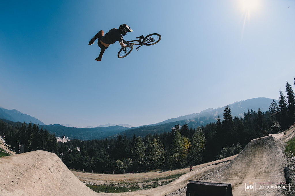 Brett Rheeder warming up the afternoon with a flip double whip.