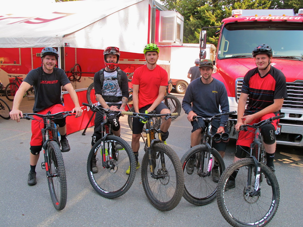 Specialized hosted a few Ride with Norbs adventures this week. Here is Kyle, Fabio, Sean, Curtis and Dylan getting ready to head out.