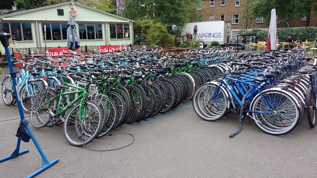 lots of hire bikes