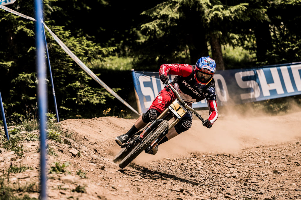 Aaron Gwin performs at the UCI World Tour in Lenzerheide on July 4th, 2015 // Bartek Wolinski/Red Bull Content Pool // P-20150704-00603 // Usage for editorial use only // Please go to www.redbullcontentpool.com for further information. //