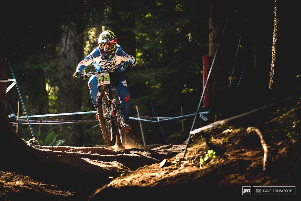 Alex Marin crashed half way down and could not back up his first place from qualifying in Juniors.