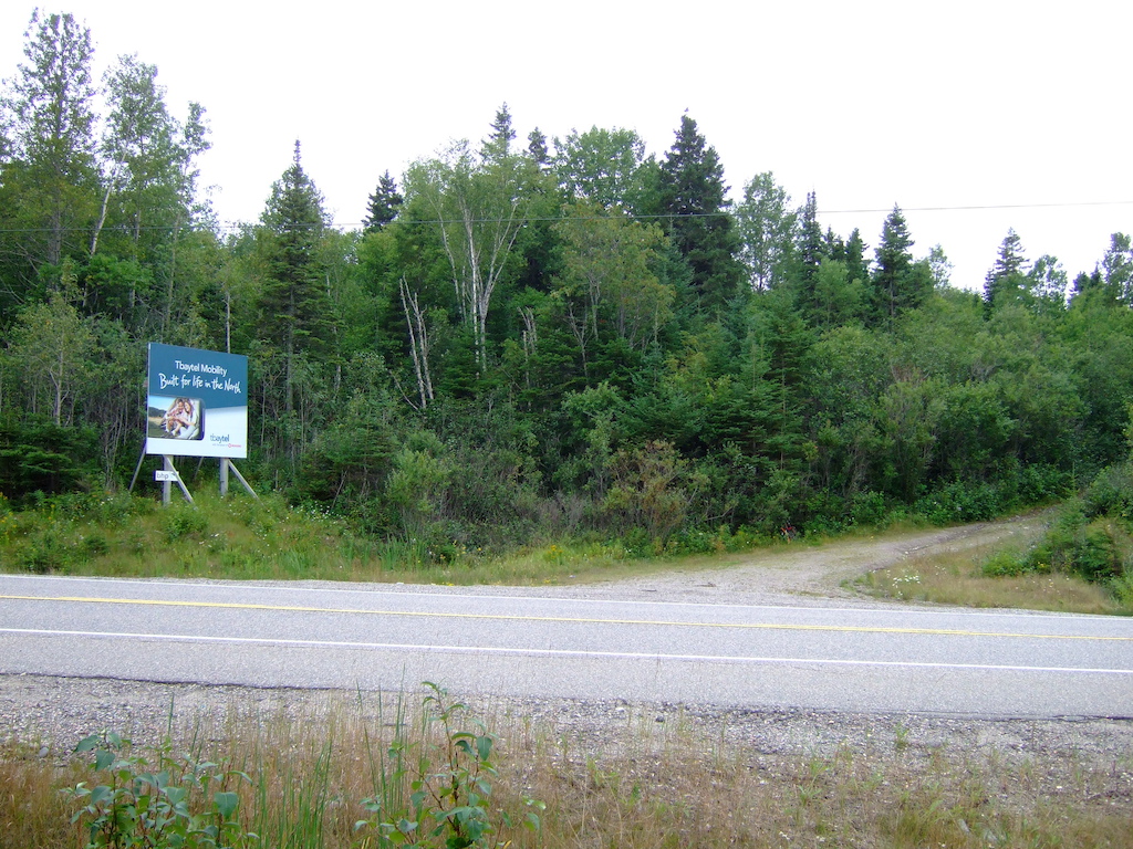 Entrance to the Trail. On highway 17 west of Marathon.