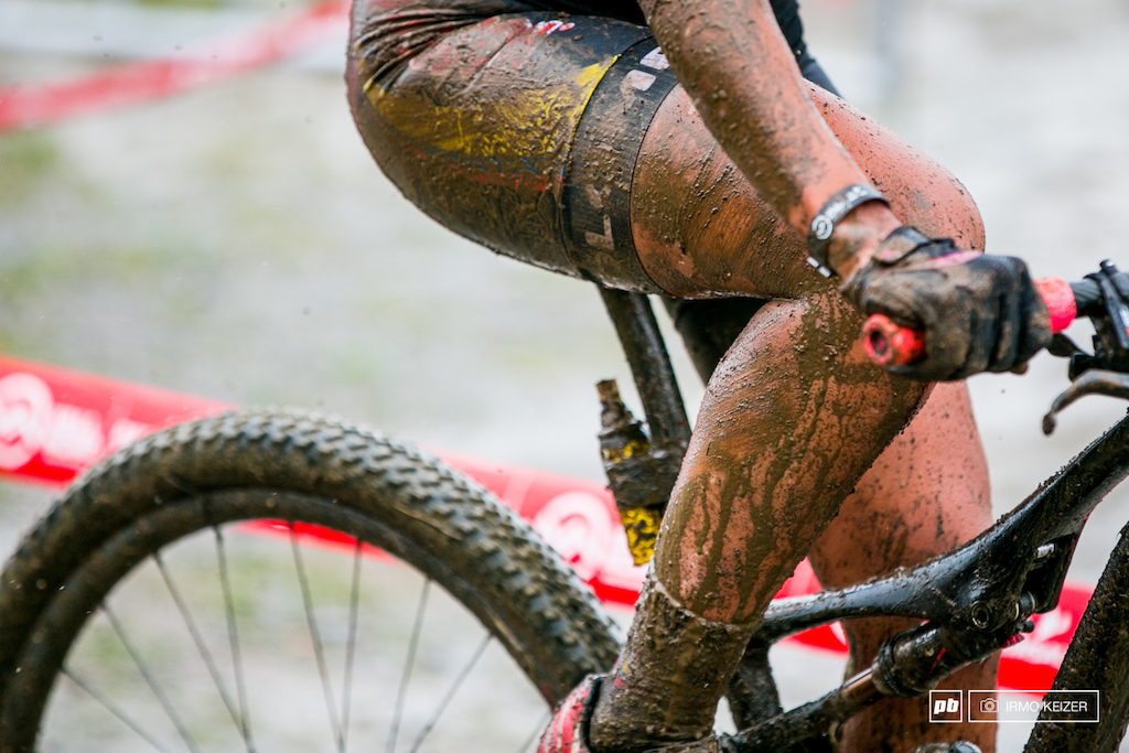 All riders got covered in a slick layer of soil and mud as they progressed into the race.