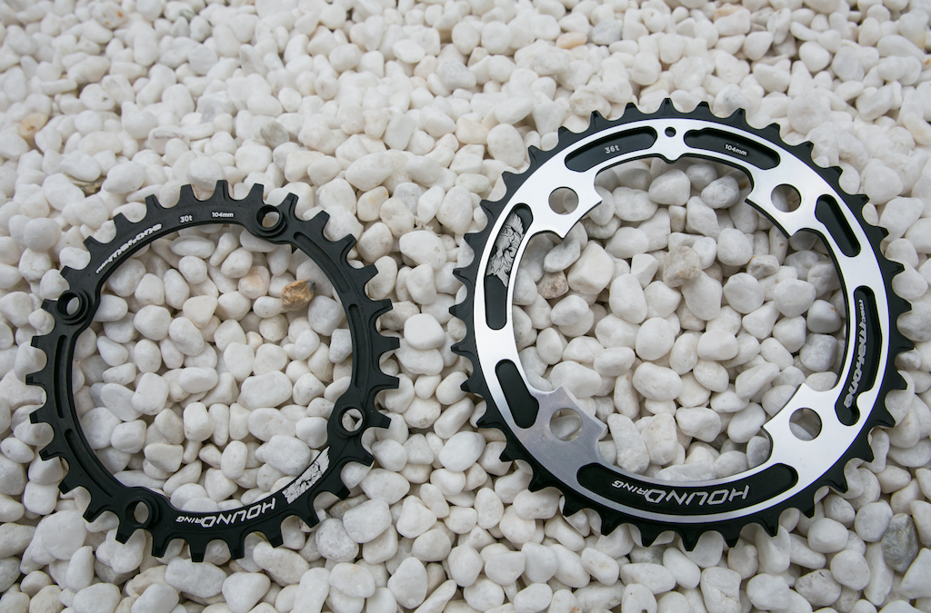 WOLF RING

MacMahone WOLF ring has a narrow/wide tooth configuration designed for 1 x11 set-ups without a chain guide. Stiff 8 mm plate thickness and aerospace grade which making WOLF ring out-standing without any compromise.

-Narrow Wide tooth profilling ensures ultimate chain retention

-7075-T6 Aluminum, aerospace Grade Strength

-Stiff 8 mm Plate Thickness To Transfer Loads Without Flexing