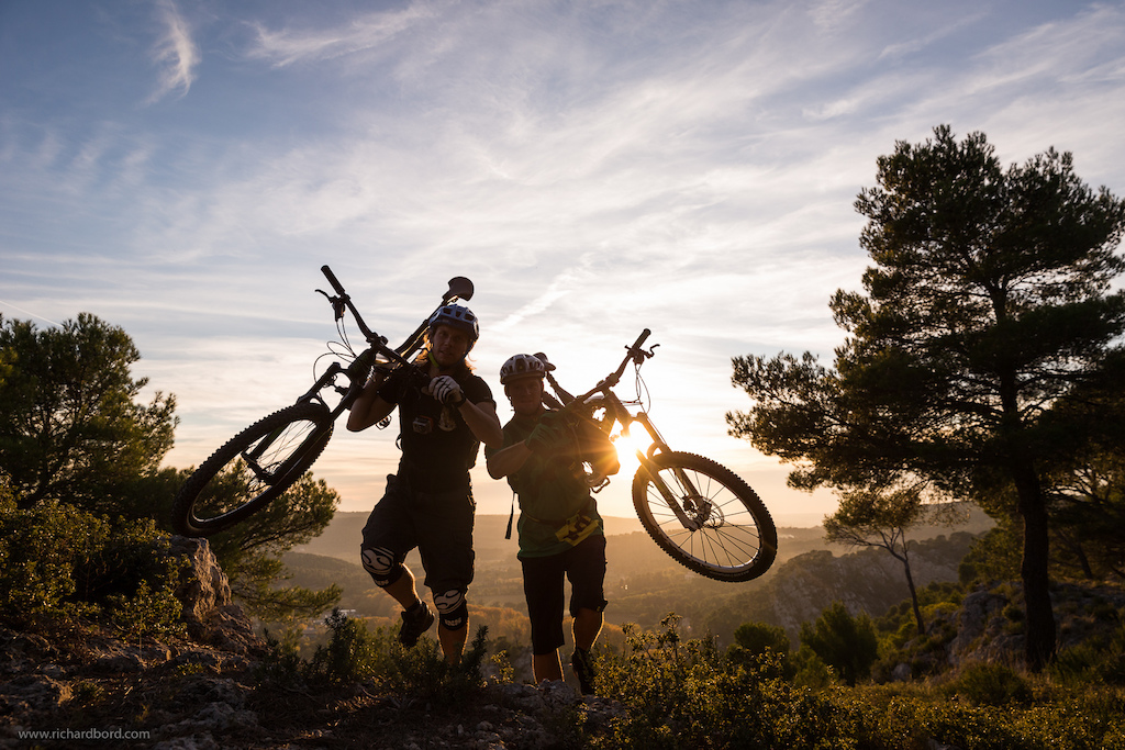 Riding with friends, digging new trails and discovering new places is what Mountain Bike is all about. Just a life moment ending a good day on the Sainte Victoire mountain in South of France.