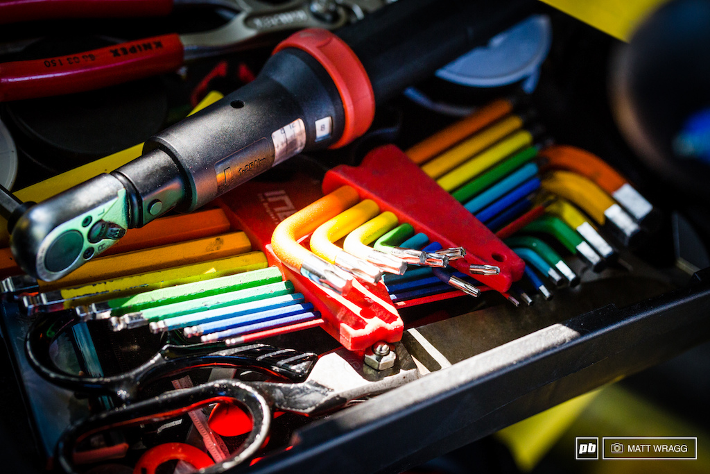Inside Larrys toolbox is a rainbox of colour.