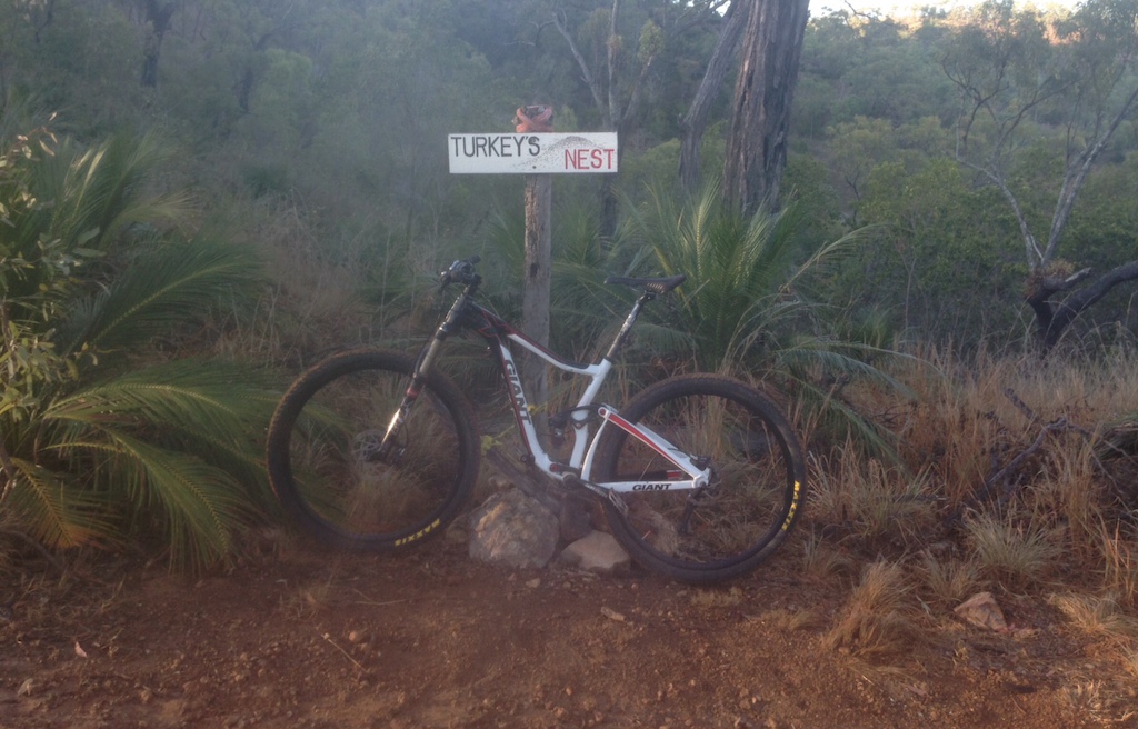 Up top of first turkey Rockhampton , QLD Australia ! Solo morning ride to check out the sunrise and eat a thousand spider webs on the way up