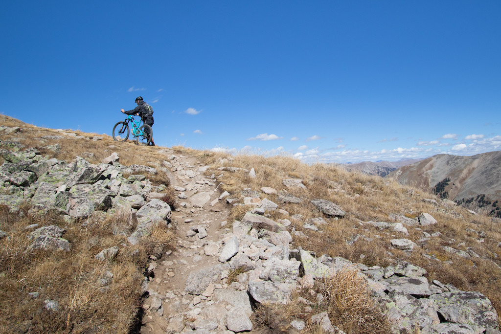 Mike West or better know as OldManWest pushes the final bit to the top of stage 3 Canyon Creek.