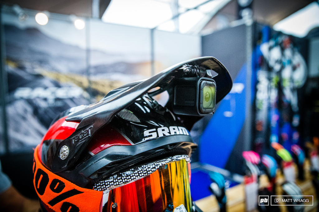 This is a clever idea from the guys at Riders - a replacement peak with a built in helmetcam mount. They had pre-production models on display that will fit Troy Lee and POC lids (the design is very much based on the design of the Troy Lee D3).