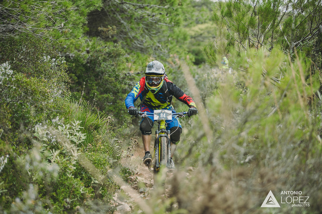 Mueller Marcos from Germany races down  stage 4 for during the practice for the 5th stop of the European Enduro Series at Malaga / Benalmadena, Spain, on October 17, 2015. Free image for editorial usage only: Photo by Antonio Lopez