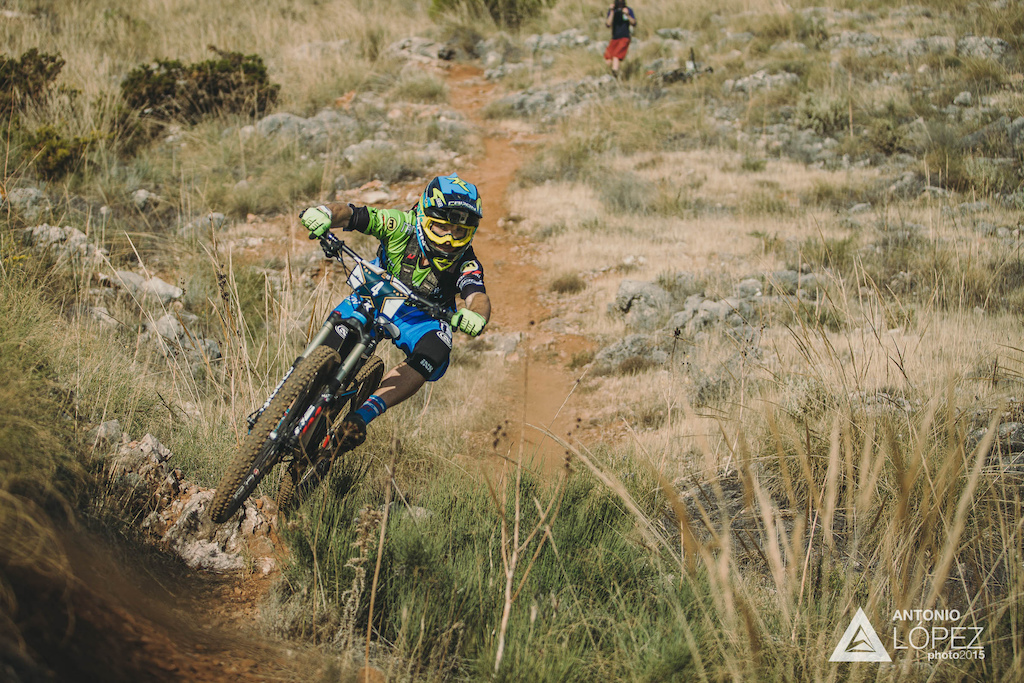 James Shirley from Greatbritain races down  stage 1 during the practice for the 5th stop of the European Enduro Series at Malaga / Benalmadena, Spain, on October 17, 2015. Free image for editorial usage only: Photo by Antonio Lopez