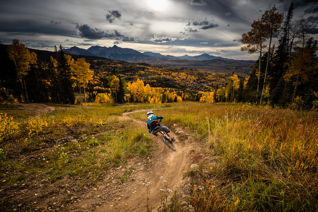 Aurelie Slegers mountain biking in Telluride, Colorado. Photo: Whit Richardson